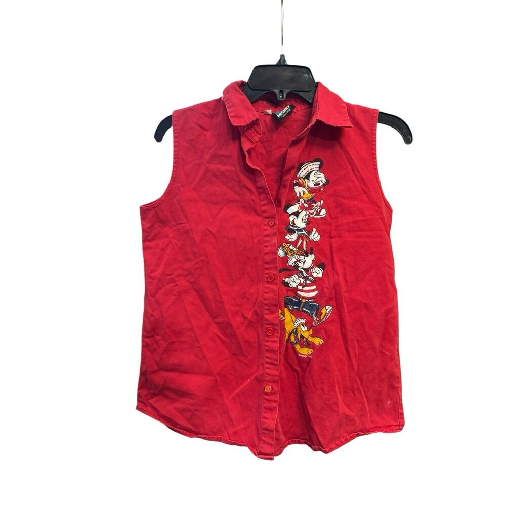 Vintage 90’s Disney Mickey Unlimited Jerry Leigh Sleeveless Red Blouse Size 12